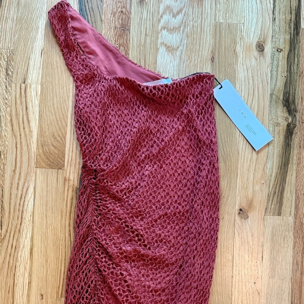 NWT New IRO Juney Brick Red One-Shoulder Mini Bodycon Dress sz 34 / XS - Picture 4 of 7